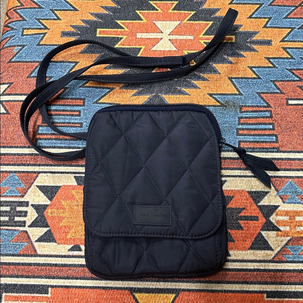 Vera Bradley Crossbody Bag Quilted Navy Adjustable Strap Zip Pockets